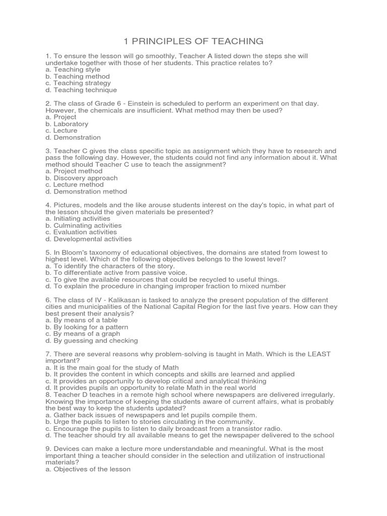 Principles of Effective Teaching Methods | PDF | Teachers | Lesson Plan