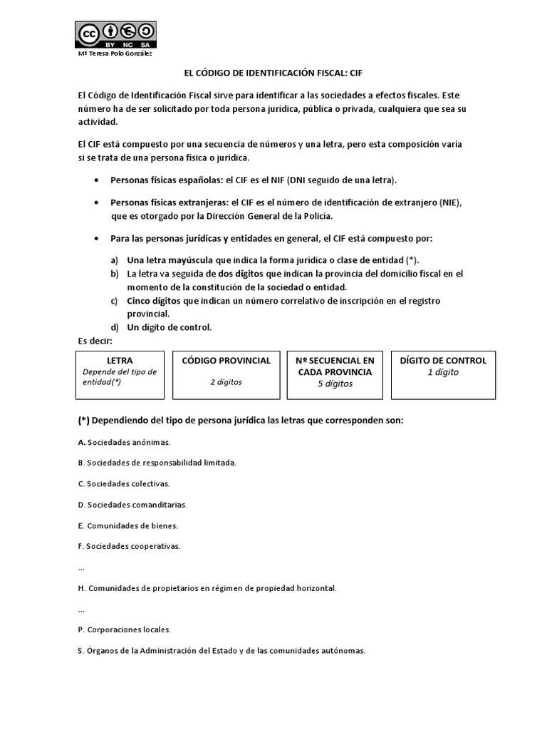 El Código de Identificación Fiscal | PDF
