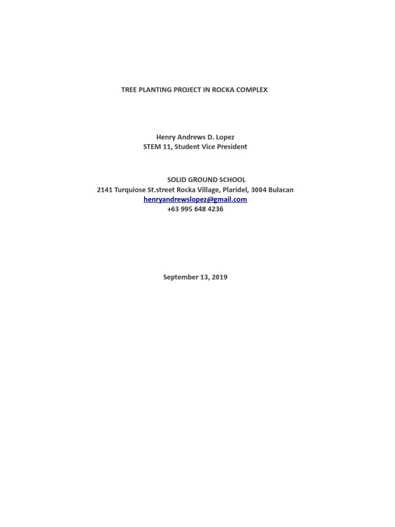 Tree Planting Proposal for Rocka Complex | PDF | Trees | Wound