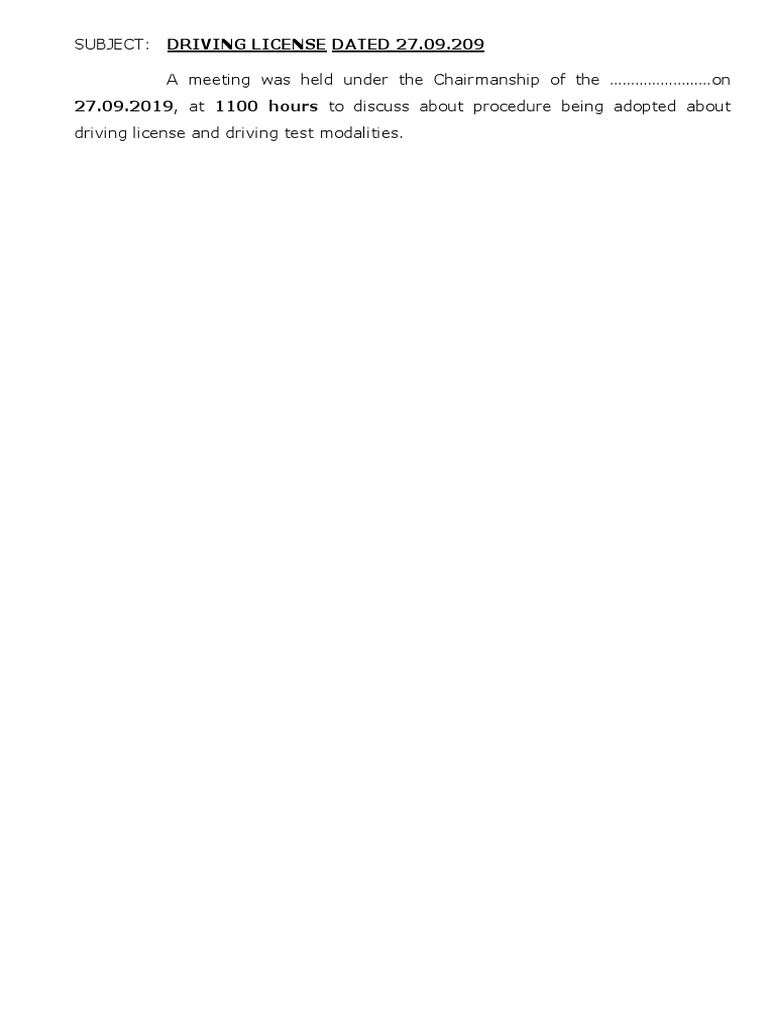 Driving License Procedures Meeting Summary | PDF