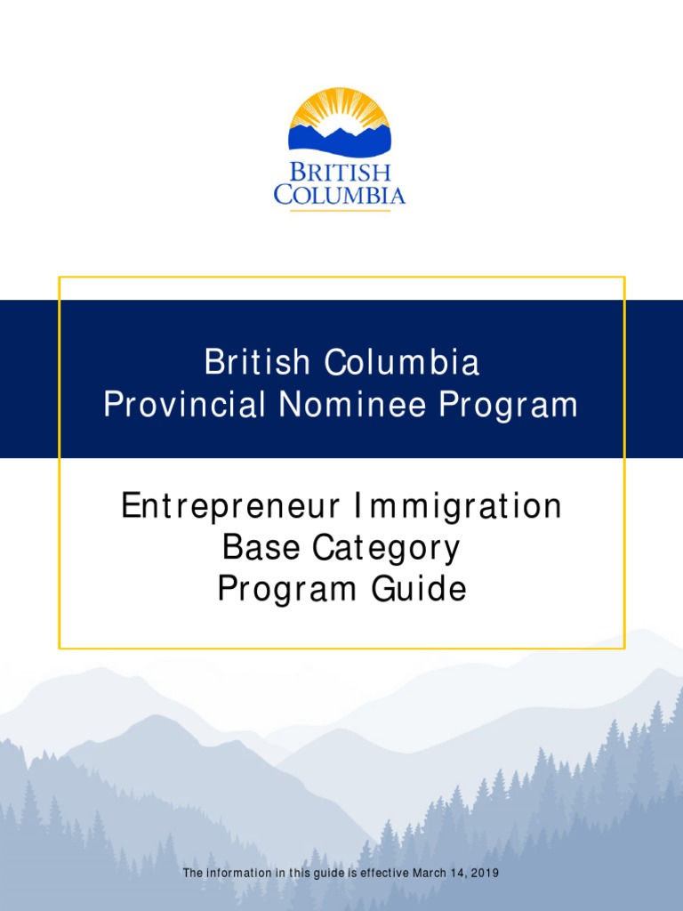 BC PNP Entrepreneur Immigration Guide | PDF | Mortgage Loan | Franchising