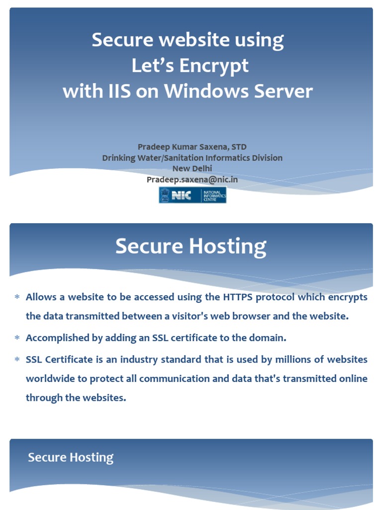 Secure IIS with Let's Encrypt SSL Guide | PDF | Public Key Certificate ...