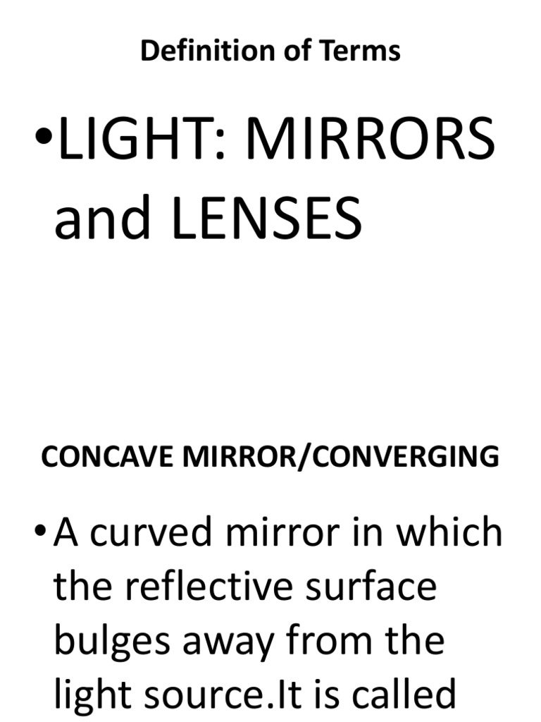 Definition of Terms Mirror PDF Reflection (Physics) Lens (Optics)