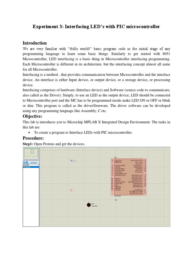 LED Interfacing with PIC Microcontroller | PDF | Microcontroller ...