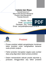 Produksi Dan Biaya: Penulis: Herry Novrianda Email Penelaah: Drs. Tamjuddin, M.Si Email: Tamjuddin@ecampus - Ut.ac - Id