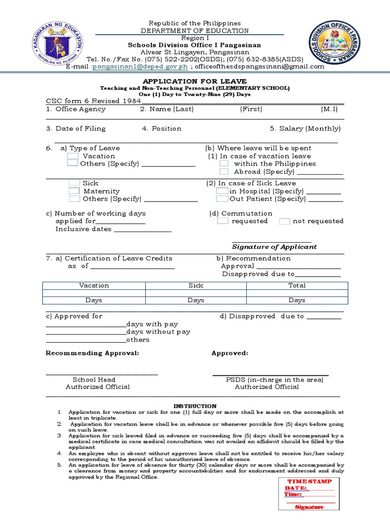 DepEd Form 6 Leave Application Guide | PDF | Leave Of Absence ...