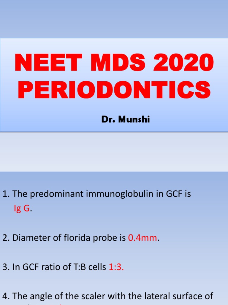 NEET MDS 2020 PERIODONTICS A Comprehensive Review of Periodontology