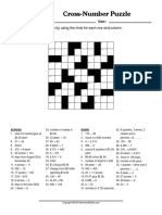 Cross-Number Puzzle: Complete The Puzzle by Using The Hints For Each Row and Column