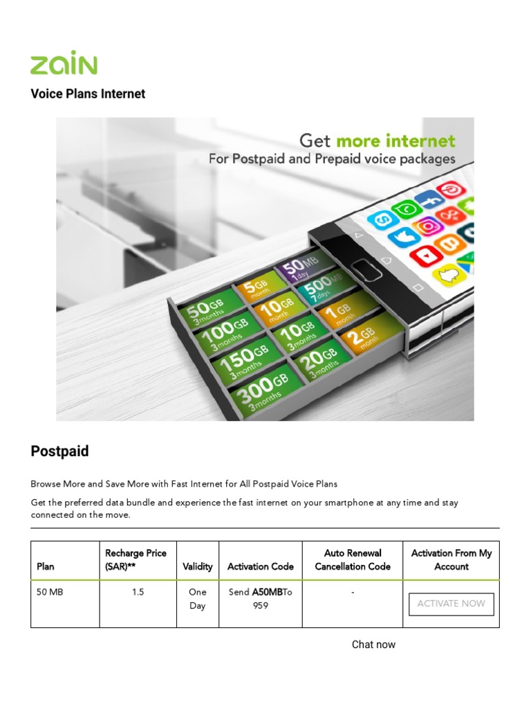Postpaid 4G Packages & Data Plans Zain KSA PDF Information Technology