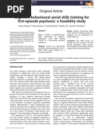 Cognitive-Behavioural Social Skills Training For First-Episode Psychosis: A Feasibility Study