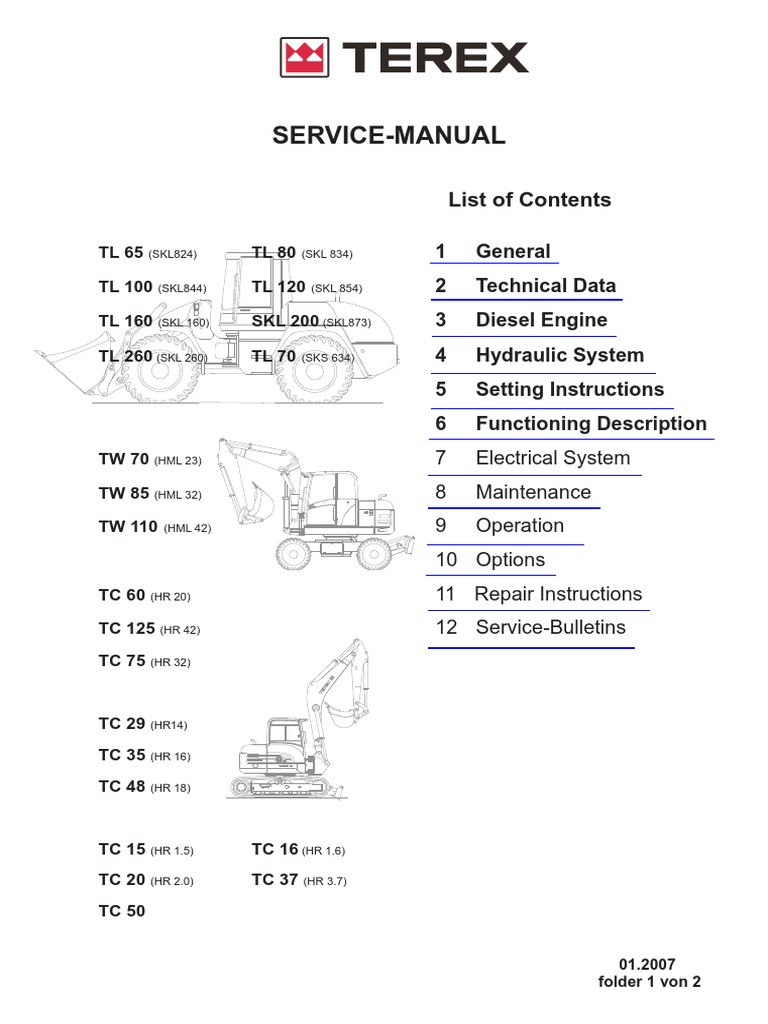 TEREX-Service Manual-Parts Manual-Operators Manual | UK