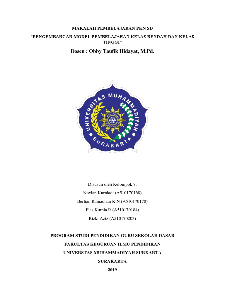 Makalah Pembelajaran Pkn Sd Pengembangan Model Pembelajaran Kelas Rendah Dan Kelas Tinggi