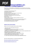 Roles and Responsibilities of A "Software Testing Engineer": Software Tester Job Description