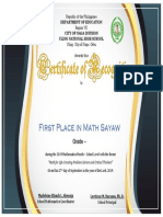Certificate For Math Sayaw