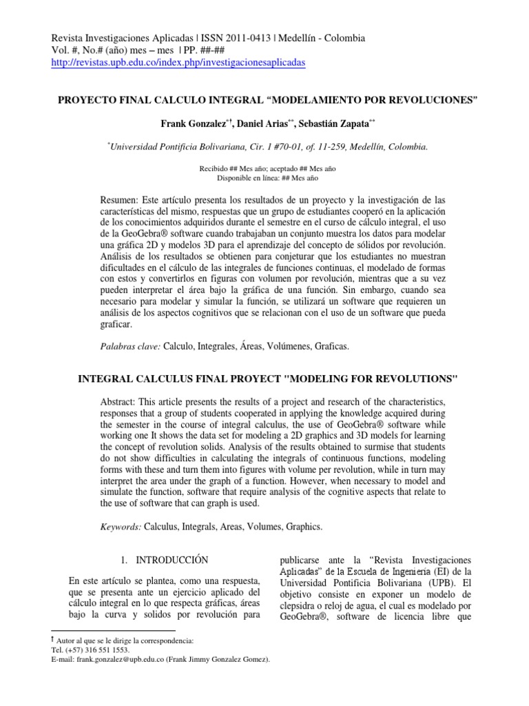 quemado carta recurso Proyecto Final Calculo Integral Modelami PDF | PDF | Reloj | Hora