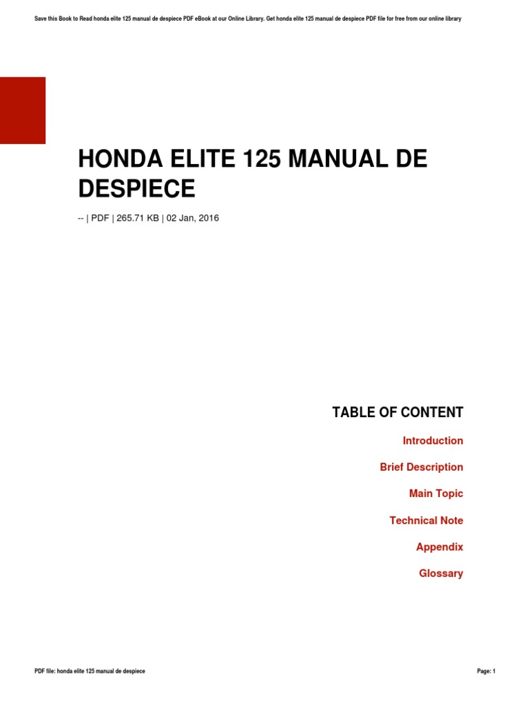 HONDA ELITE 125 SERVICE MANUAL PDF visual data 4
