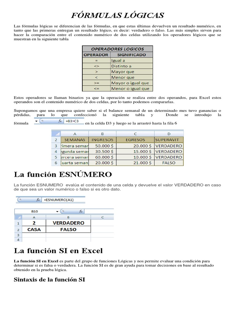Ejemplos de Funciones Lógicas en Excel | PDF | Microsoft Excel ...