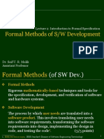 Formal Methods of S/W Development: Lecture 2: Introduction To Formal Specification