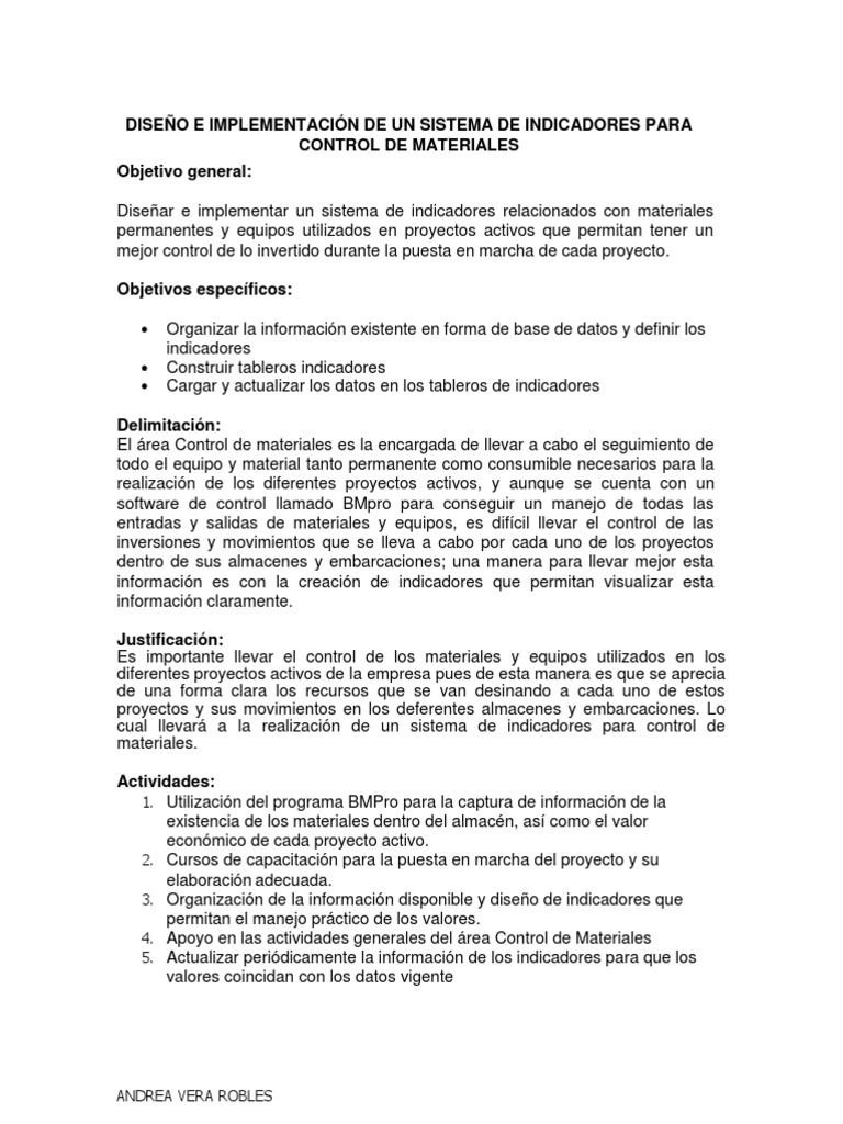 Sistema de Indicadores para Control de Materiales | PDF | Software ...