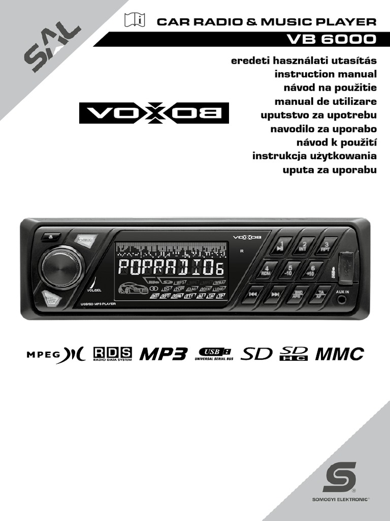 CAR RADIO & MUSIC PLAYER Vb6000 Mp3 Usb SD Autoradio Hasznalati