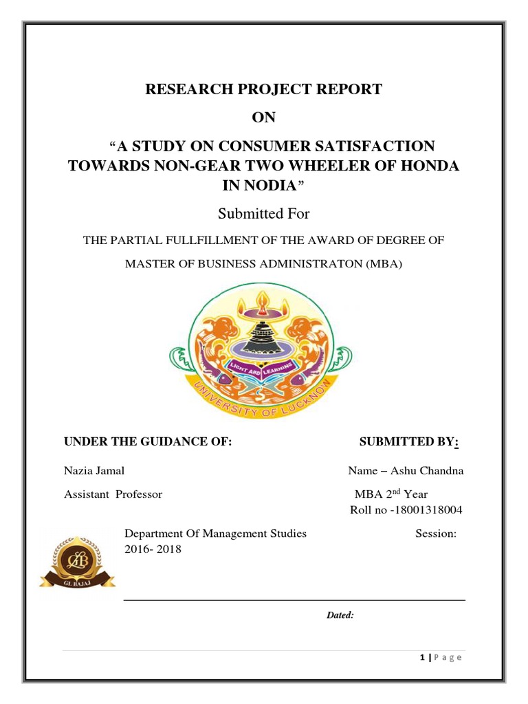 A Study On Consumer Satisfaction Towards Non-Gear Two Wheeler of Honda ...