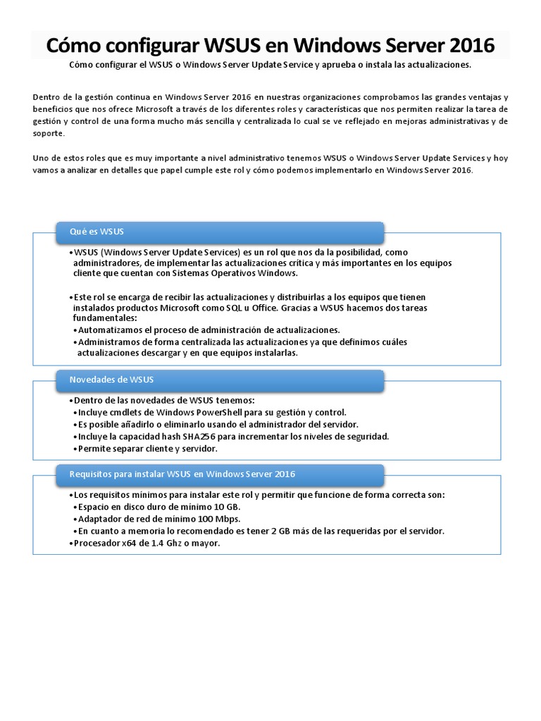 Configuración de WSUS en Server 2016 | PDF | Microsoft Windows ...