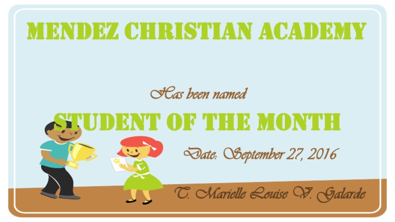 Student of The Month | PDF | Social Science | Religion & Spirituality