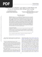 2019 - Anodal TDCS Over Wernicke's Area Improves Verbal Memory and Prevents The Interference Effect During Words Learning