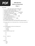 Group 2 Worksheet On Matrices and Determinents