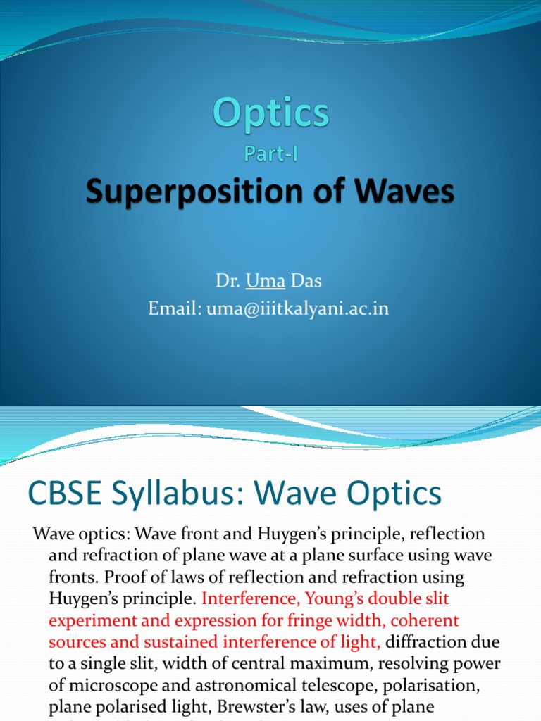 01-Optics Part-I - SuperpositionofWaves | PDF | Diffraction | Optics