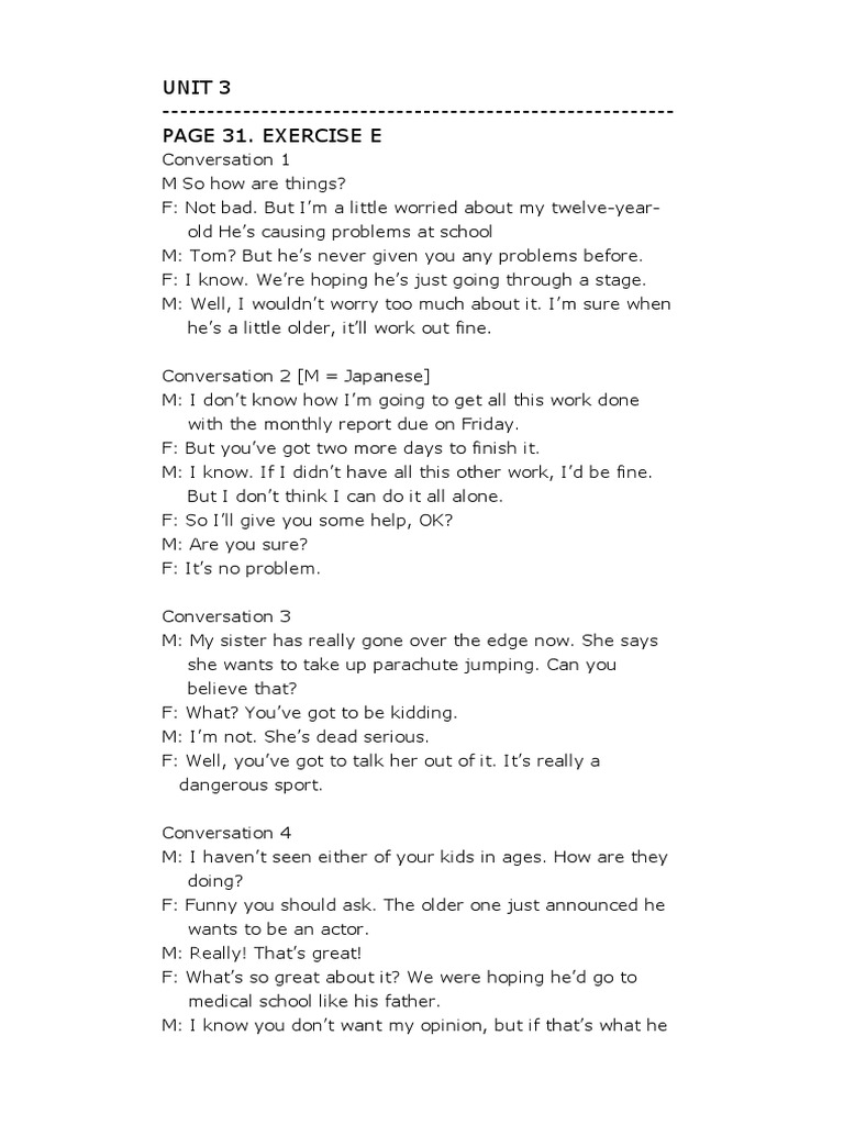 Unit 3 - Page 31. Exercise E | PDF | Self-Improvement | Wellness