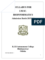 Syllabus For I.M.SC. Bioinformatics: Admission Batch-2015-16