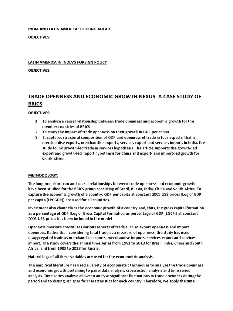 Trade Openness and Growth in BRICS | PDF | Bric | Economic Growth