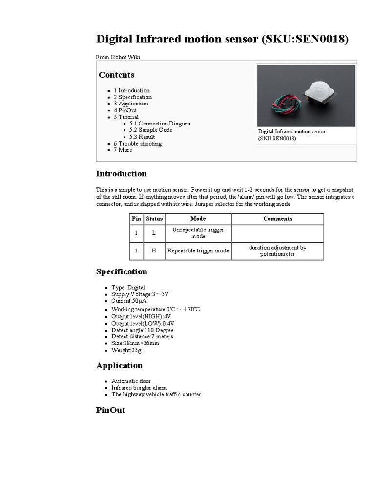Digital Infrared Motion Sensor Guide | PDF | Sensor | Security Alarm