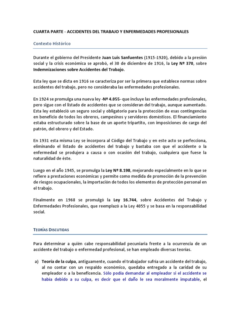 Historia de Accidentes Laborales y Leyes | PDF | Derecho laboral | Pensión