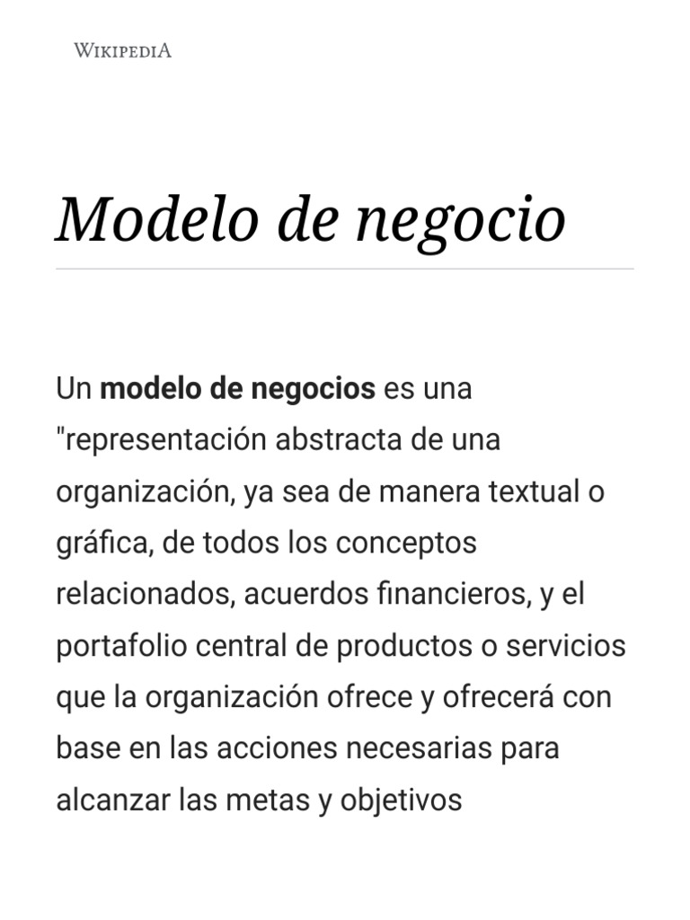 Modelos de Negocio: Definición y Evolución | PDF | Modelo de negocio ...