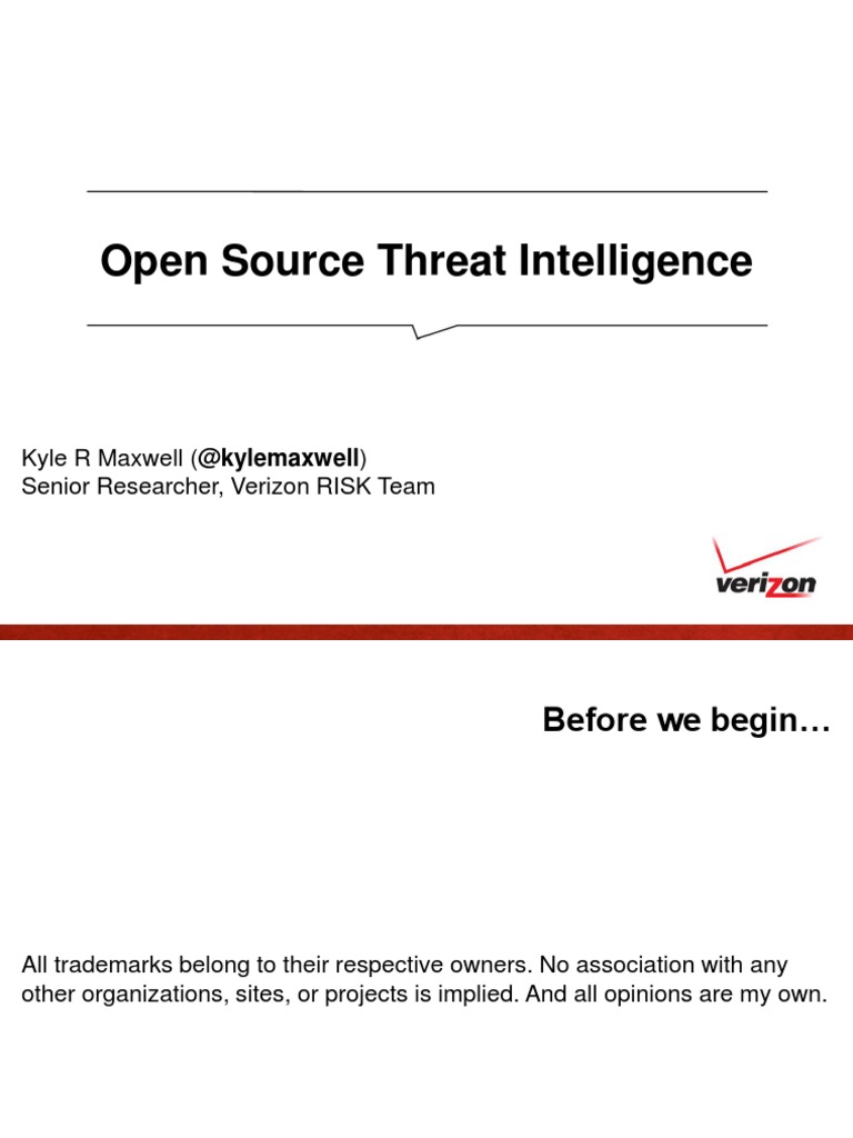 Open Source Threat Intelligence Kyle Maxwell | PDF | Application ...