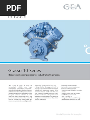 Grasso 10 Series Reciprocating Compressors For Industrial Refrigeration Pdf Machines Mechanical Engineering