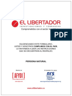 Formulario Persona Natural Arrendamientos La Estrella (Libertador)