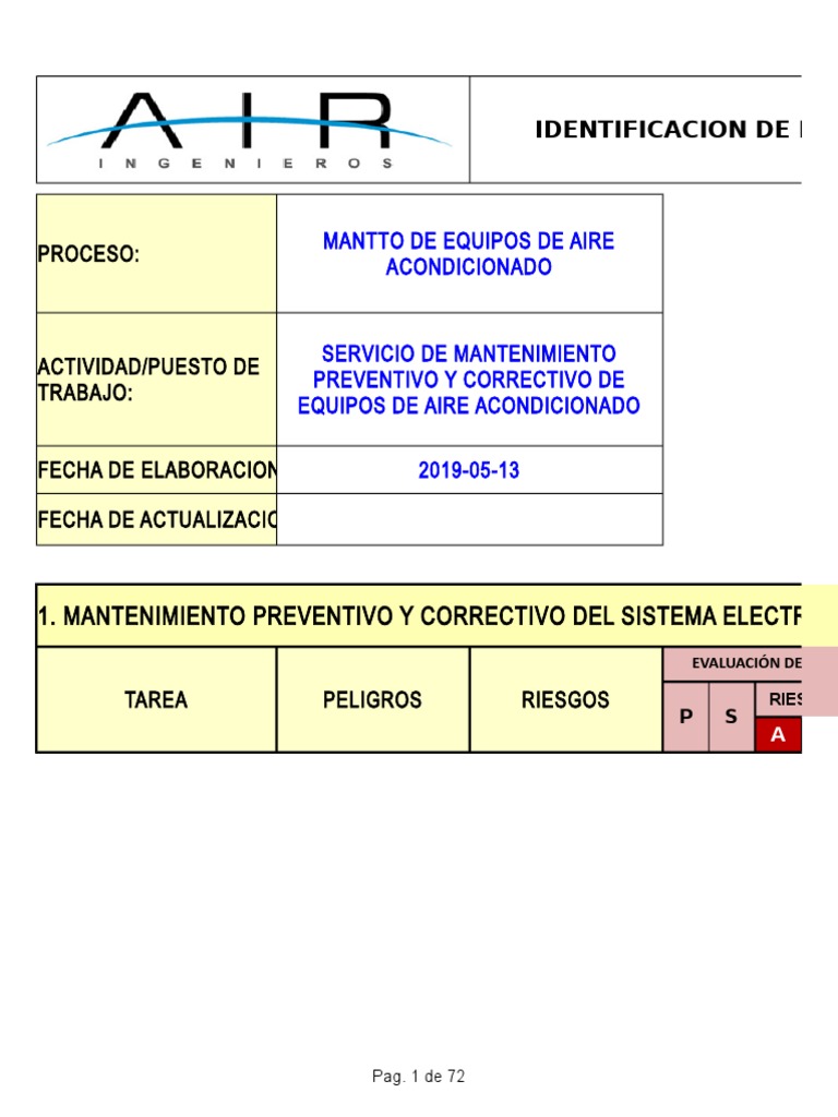 Evaluación de Riesgos en Mantenimiento A/A | PDF | Naturaleza | Salud y ...