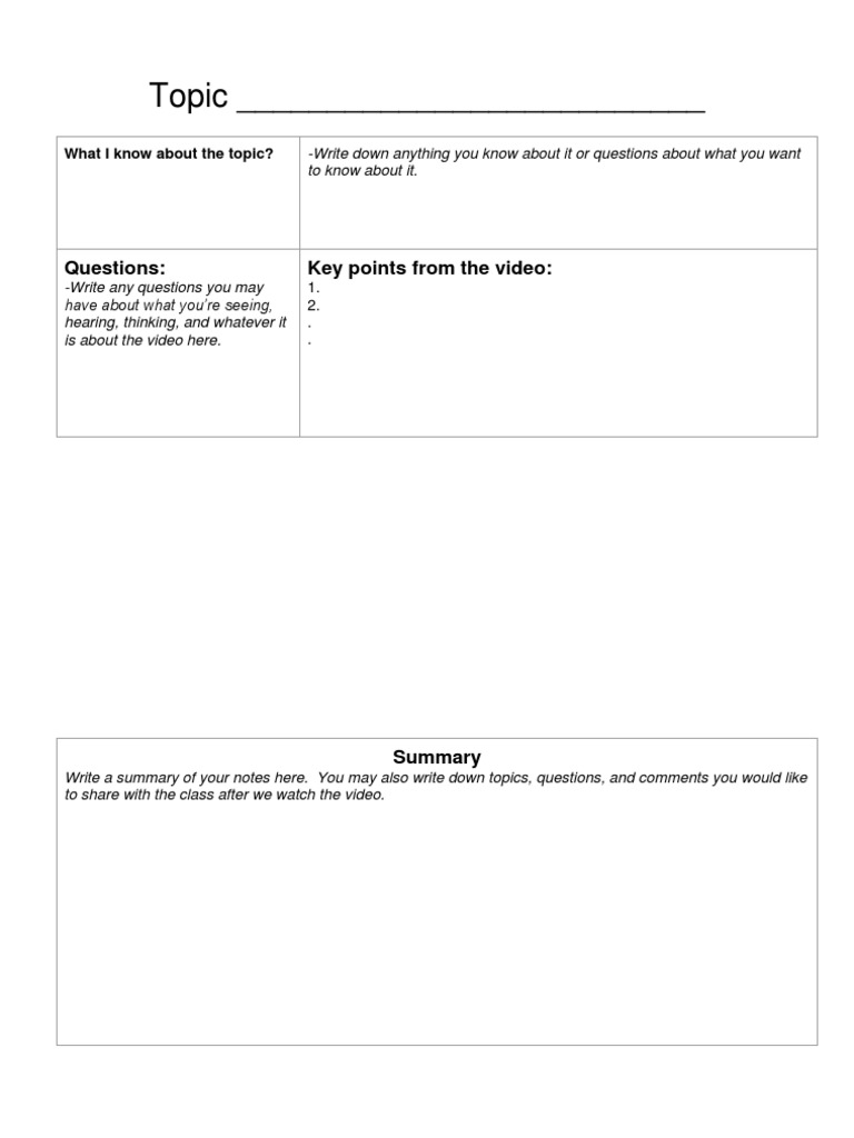 Topic - : Questions: Key Points From The Video | PDF