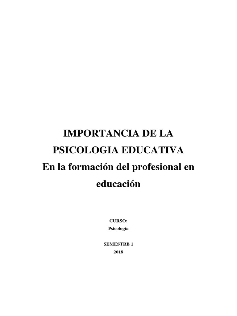 Relevancia de la Psicología Educativa | PDF | Aprendizaje | Psicología ...