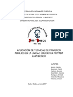 Aplicacion de Tecnicas de Primeros Auxilios en La Unidad Educativa Privada Juan Bosco