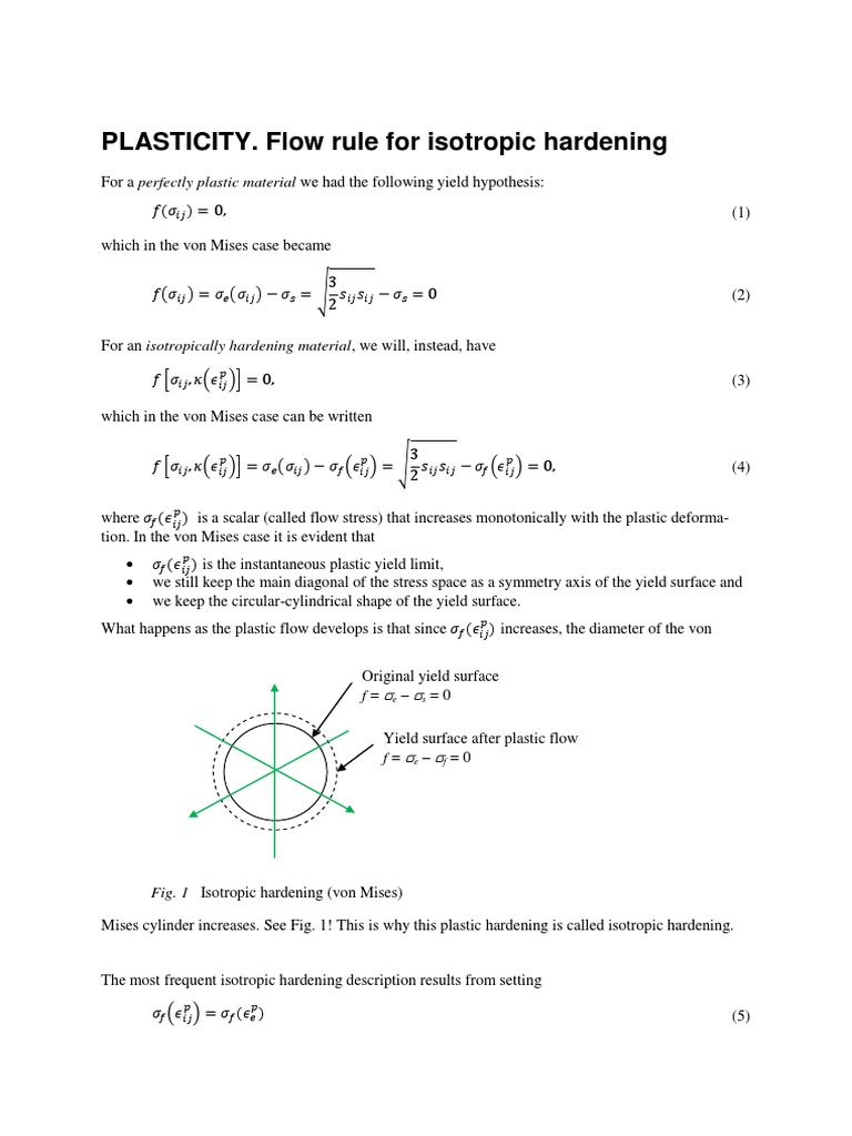 Isotropic Hardening Flow Rule in Plasticity | PDF | Yield (Engineering ...