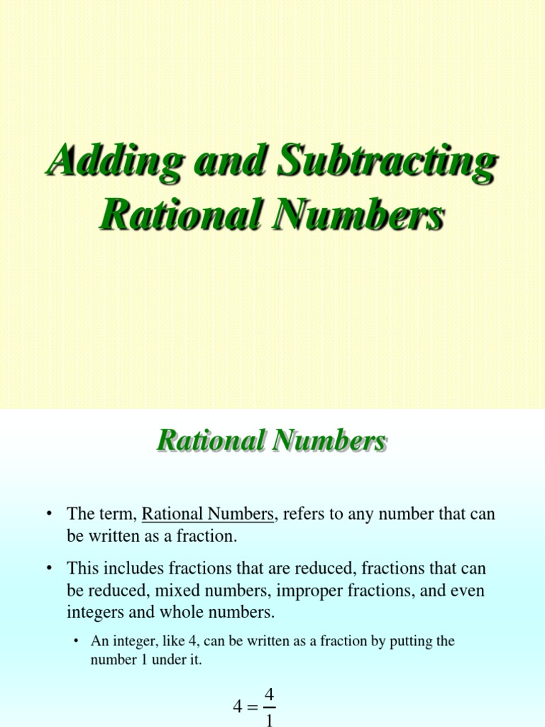 Adding and Subtracting Rational Numbers | PDF | Number Theory ...