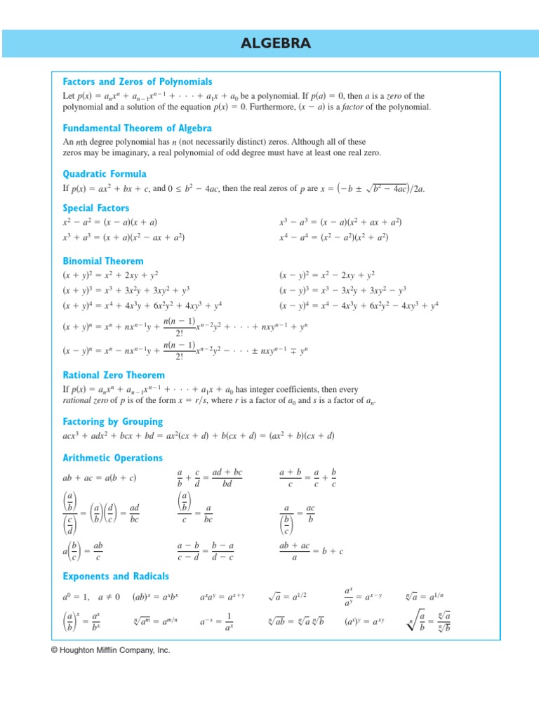 Formulario de Algebra | PDF | Factorization | Polynomial