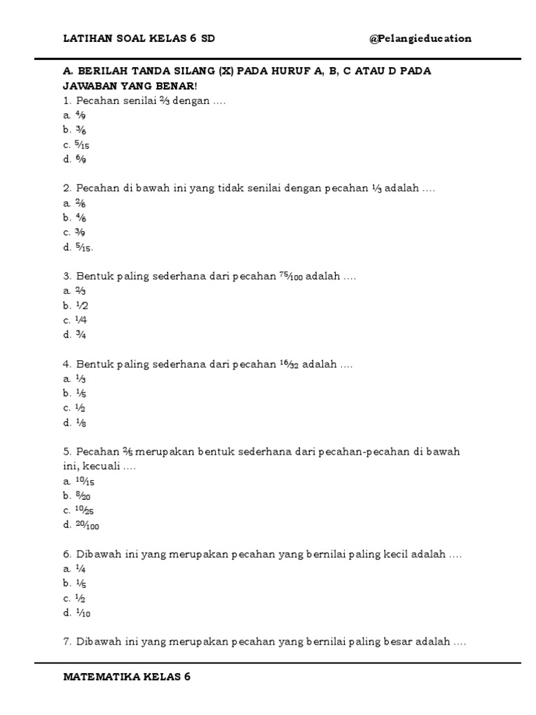 Ph Kelas 6 Pecahan Pdf