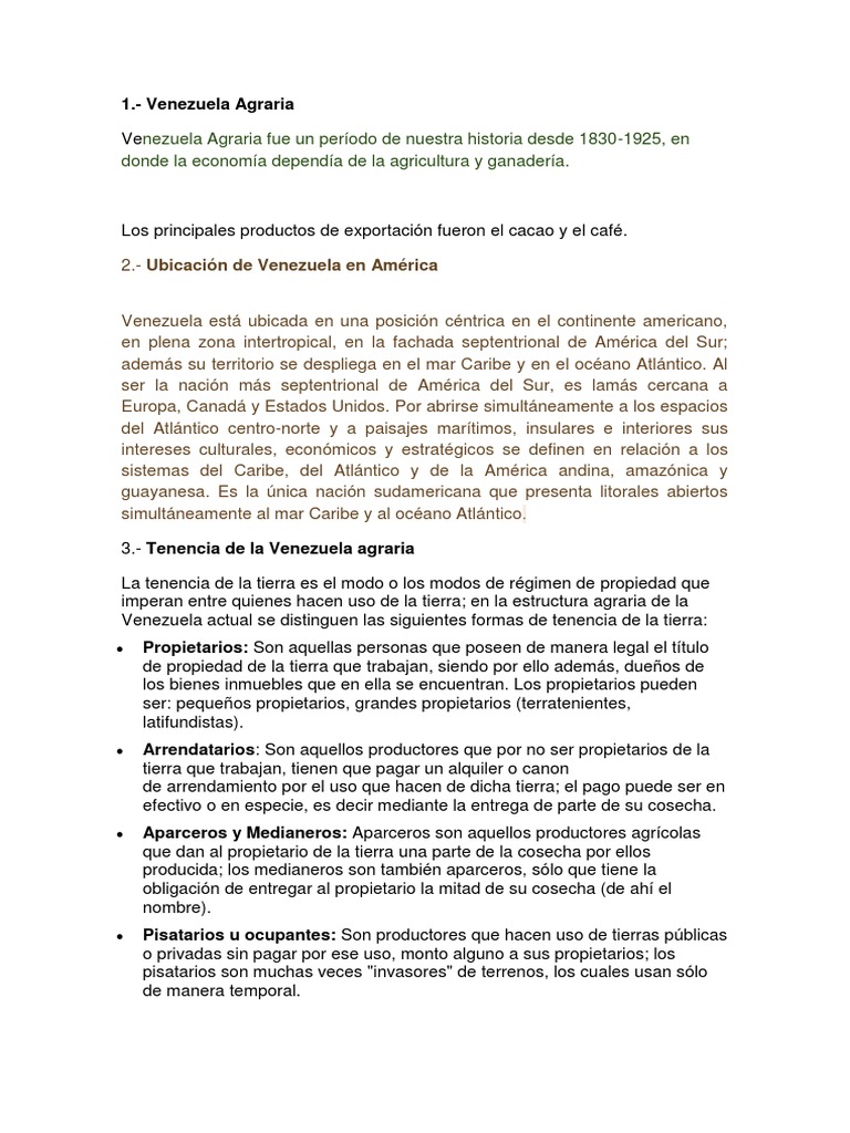 Historia Agraria de Venezuela (1830-1925) | PDF | Venezuela | Andes