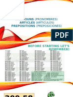 1 - Pronouns, Articles, Prepositions
