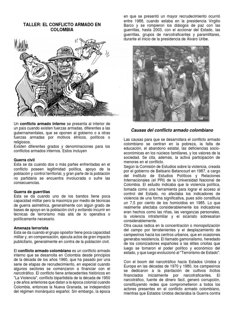 Taller sobre el Conflicto Armado en Colombia | PDF | Colombia | Guerra ...